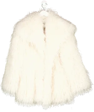 River Island Oversized Mongolian Jacket - Cream UK S