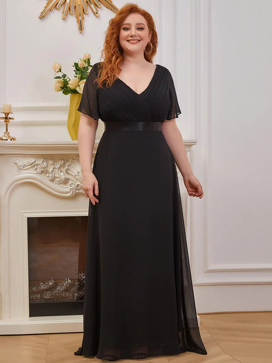 Robe de Soirée Grande Taille Empire avec Manches Flottantes