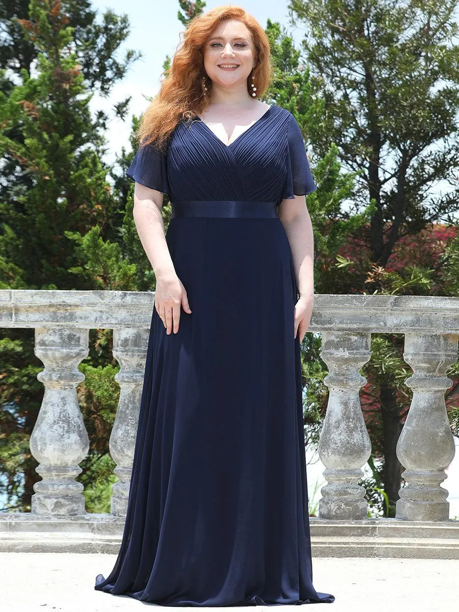 Robe de Soirée Grande Taille Empire avec Manches Flottantes