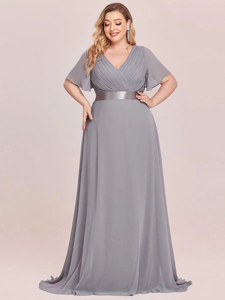Robe de Soirée Grande Taille Empire avec Manches Flottantes