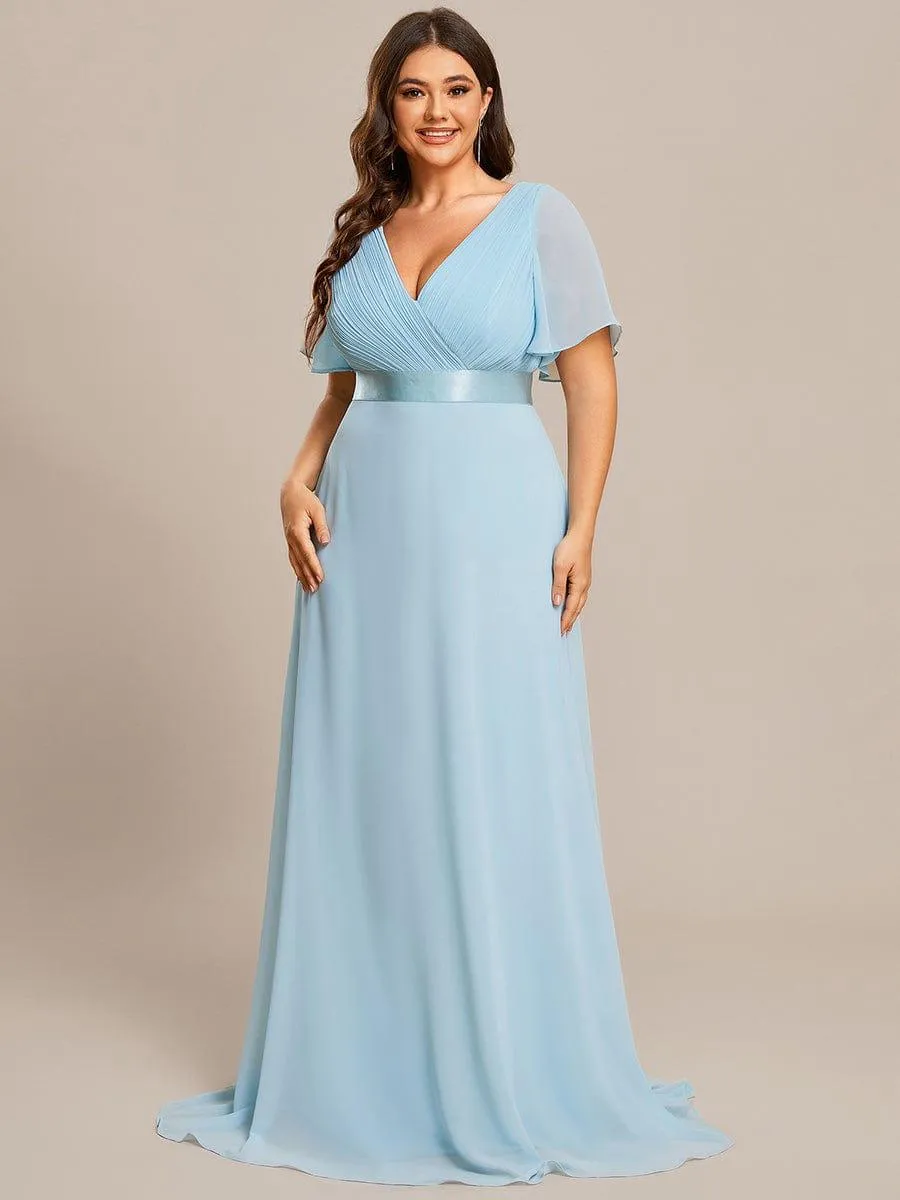 Robe de Soirée Grande Taille Empire avec Manches Flottantes