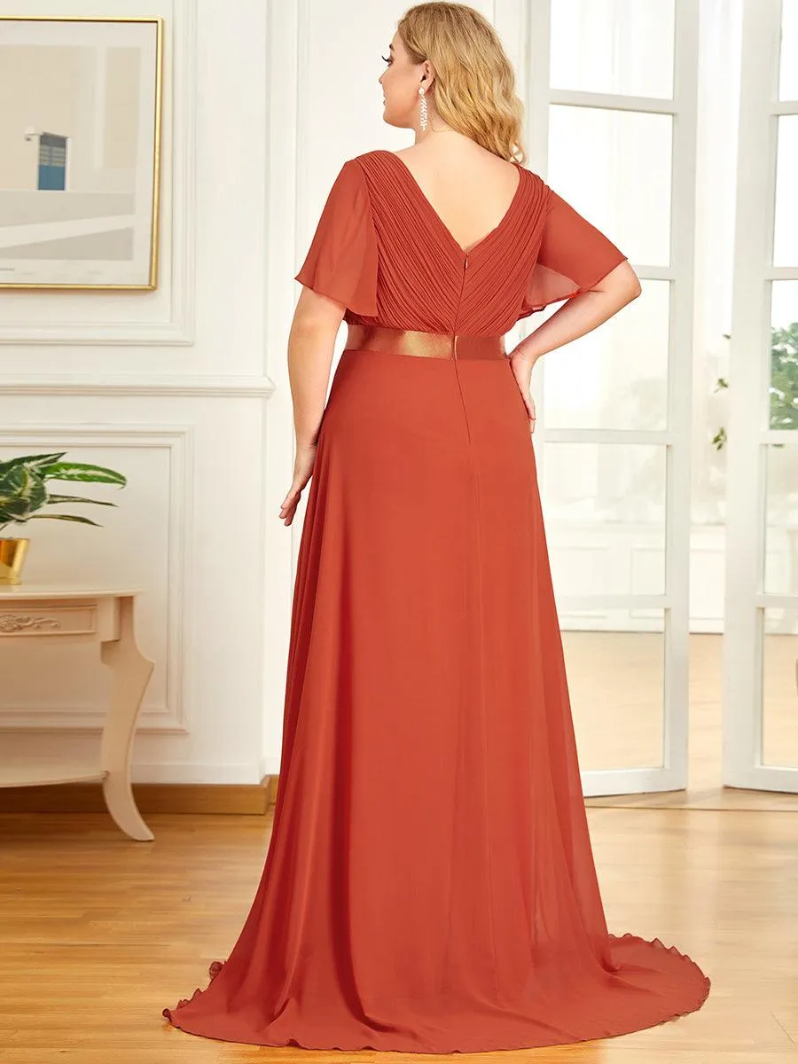 Robe de Soirée Grande Taille Empire avec Manches Flottantes
