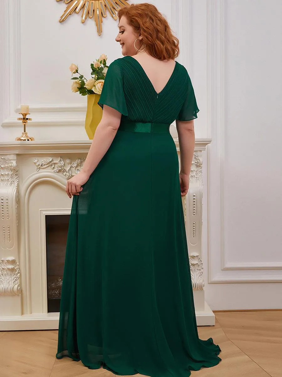 Robe de Soirée Grande Taille Empire avec Manches Flottantes