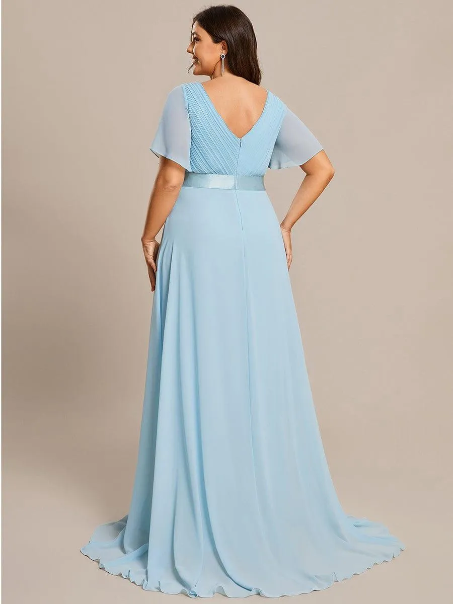 Robe de Soirée Grande Taille Empire avec Manches Flottantes