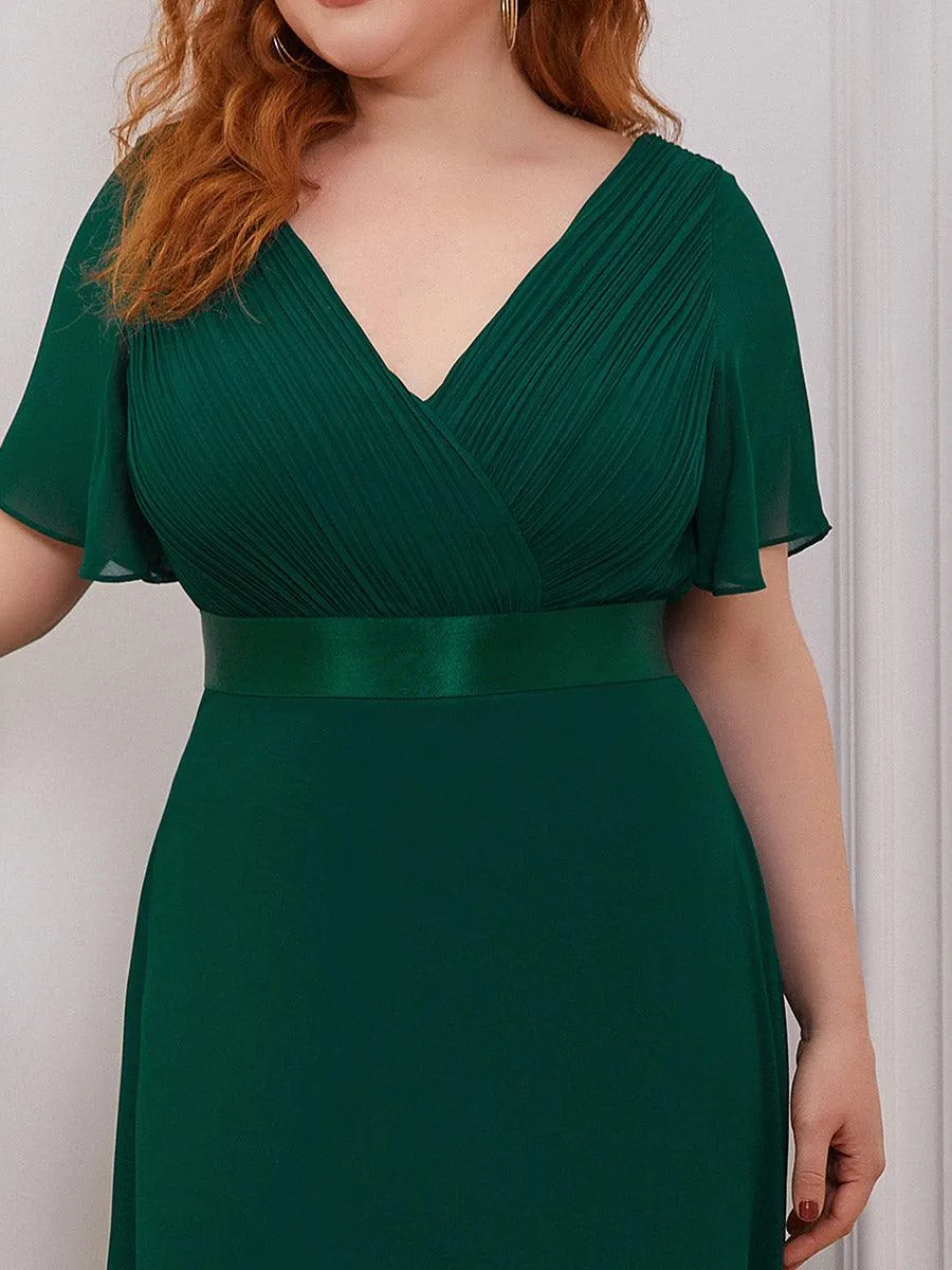 Robe de Soirée Grande Taille Empire avec Manches Flottantes