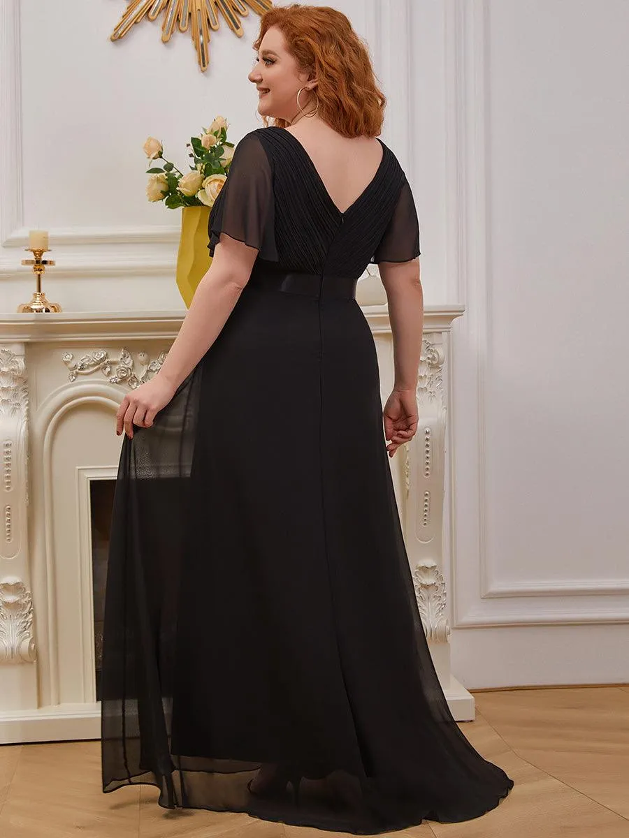 Robe de Soirée Grande Taille Empire avec Manches Flottantes