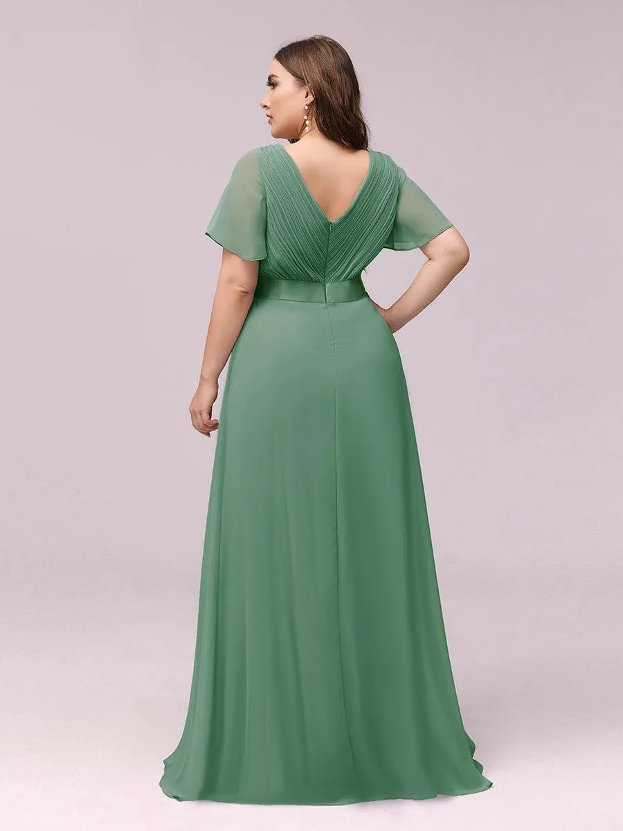 Robe de Soirée Grande Taille Empire avec Manches Flottantes