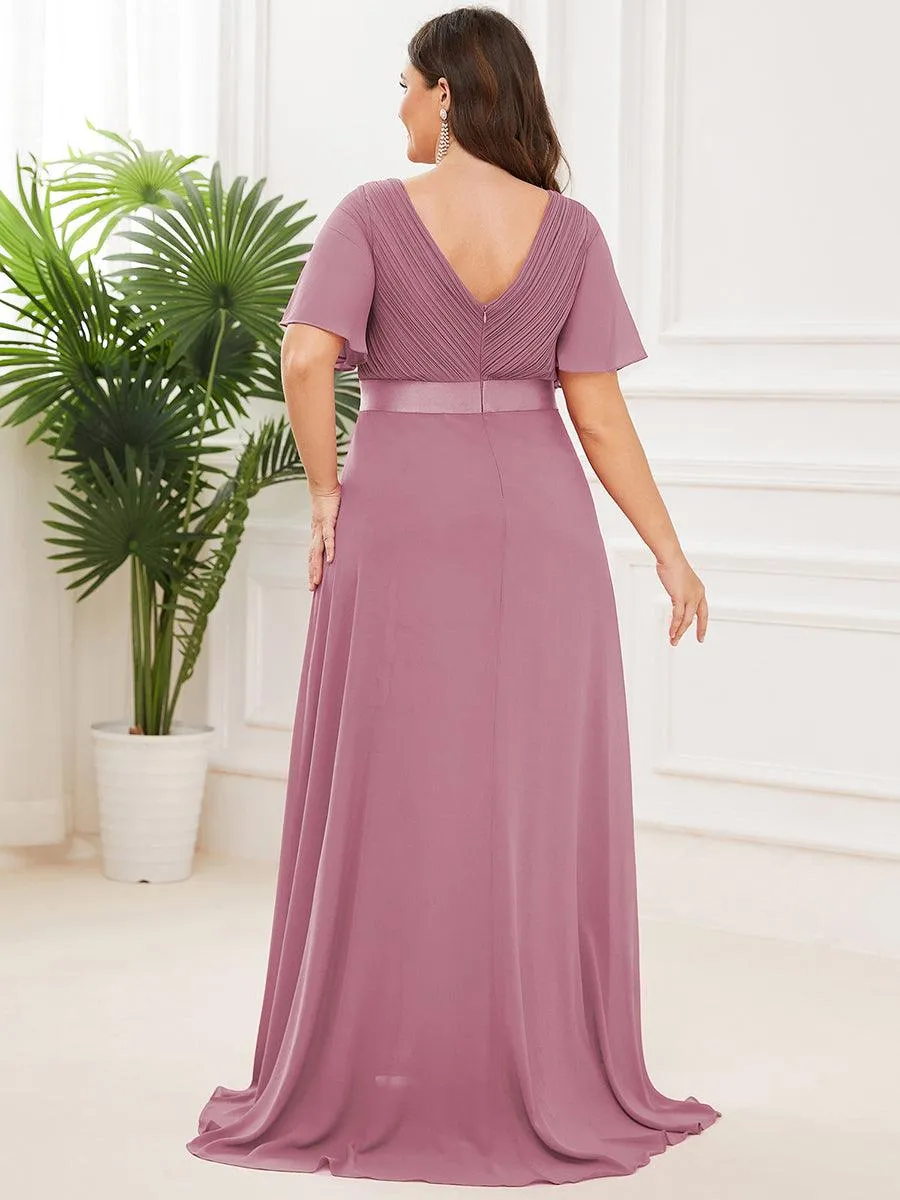 Robe de Soirée Grande Taille Empire avec Manches Flottantes