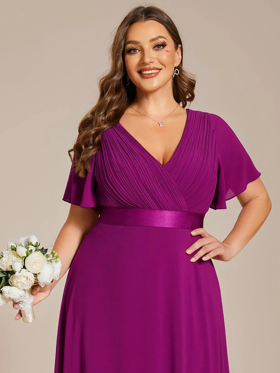 Robe de Soirée Grande Taille Empire avec Manches Flottantes