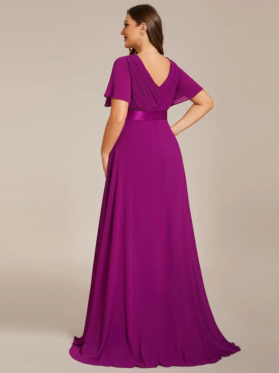 Robe de Soirée Grande Taille Empire avec Manches Flottantes