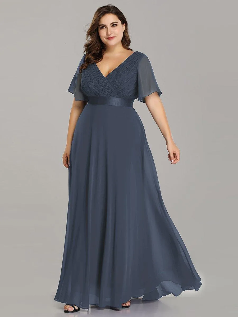 Robe de Soirée Grande Taille Empire avec Manches Flottantes