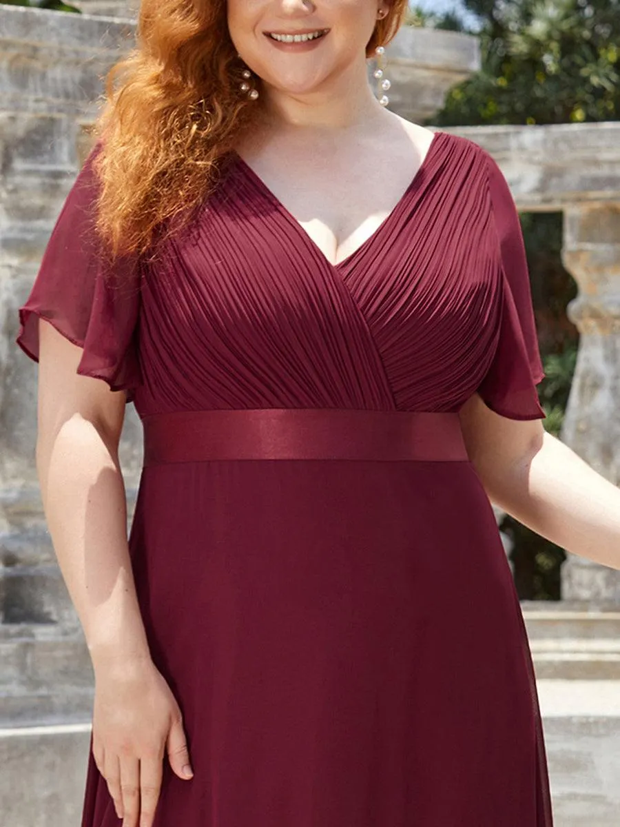Robe de Soirée Grande Taille Empire avec Manches Flottantes
