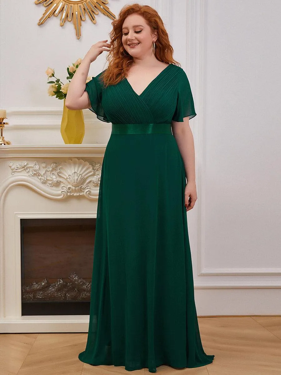Robe de Soirée Grande Taille Empire avec Manches Flottantes