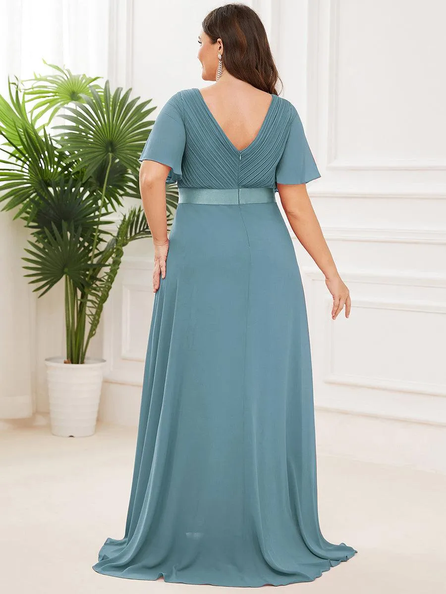 Robe de Soirée Grande Taille Empire avec Manches Flottantes