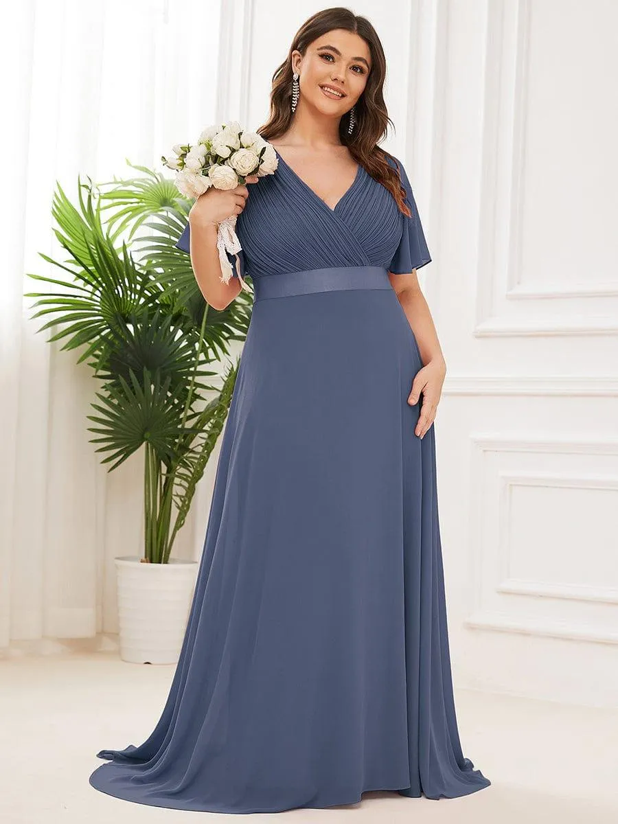 Robe de Soirée Grande Taille Empire avec Manches Flottantes