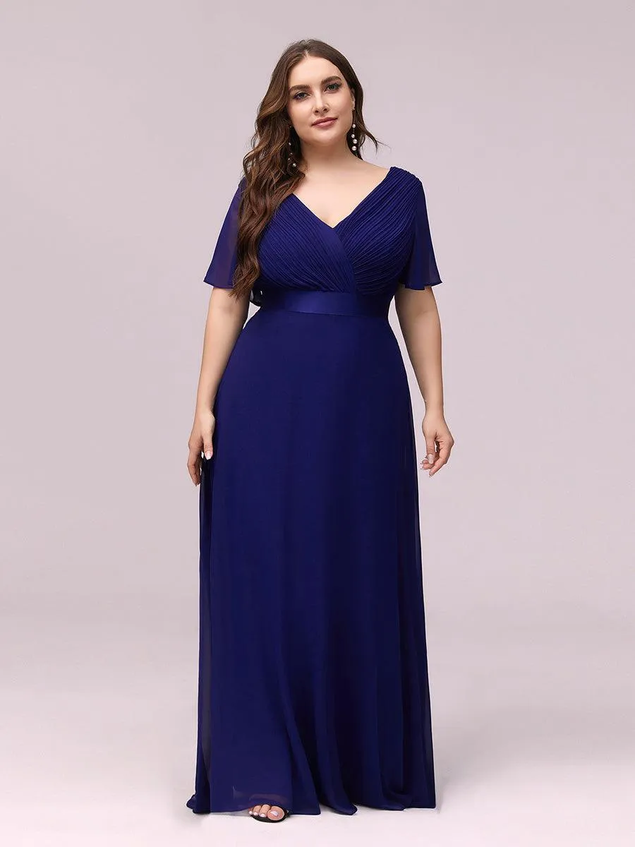 Robe de Soirée Grande Taille Empire avec Manches Flottantes
