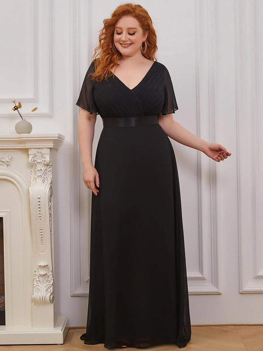 Robe de Soirée Grande Taille Empire avec Manches Flottantes