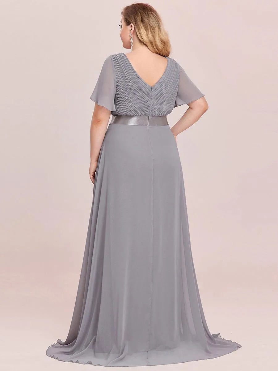 Robe de Soirée Grande Taille Empire avec Manches Flottantes