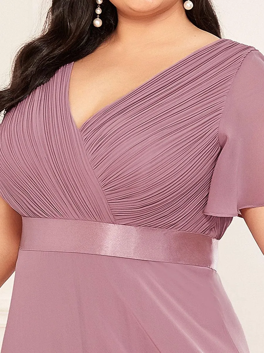 Robe de Soirée Grande Taille Empire avec Manches Flottantes