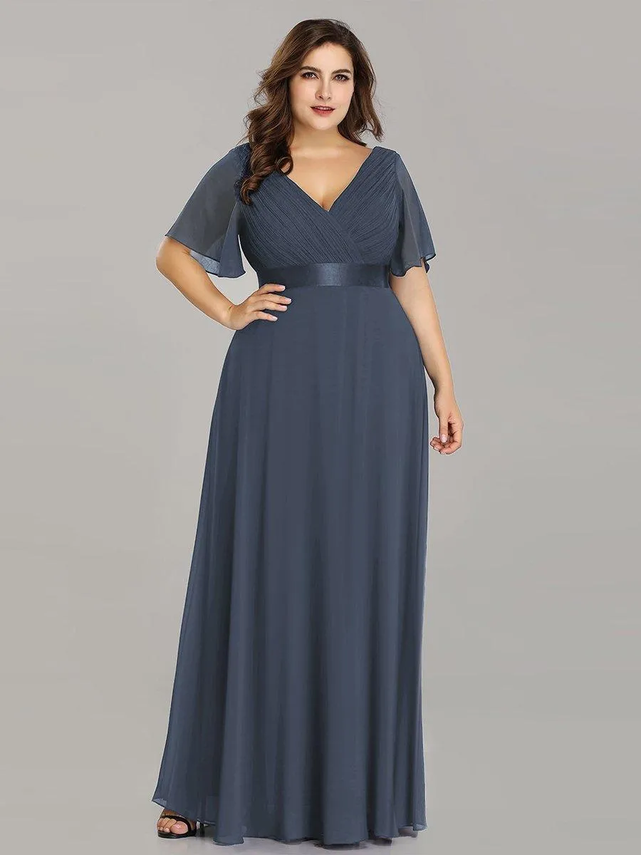 Robe de Soirée Grande Taille Empire avec Manches Flottantes