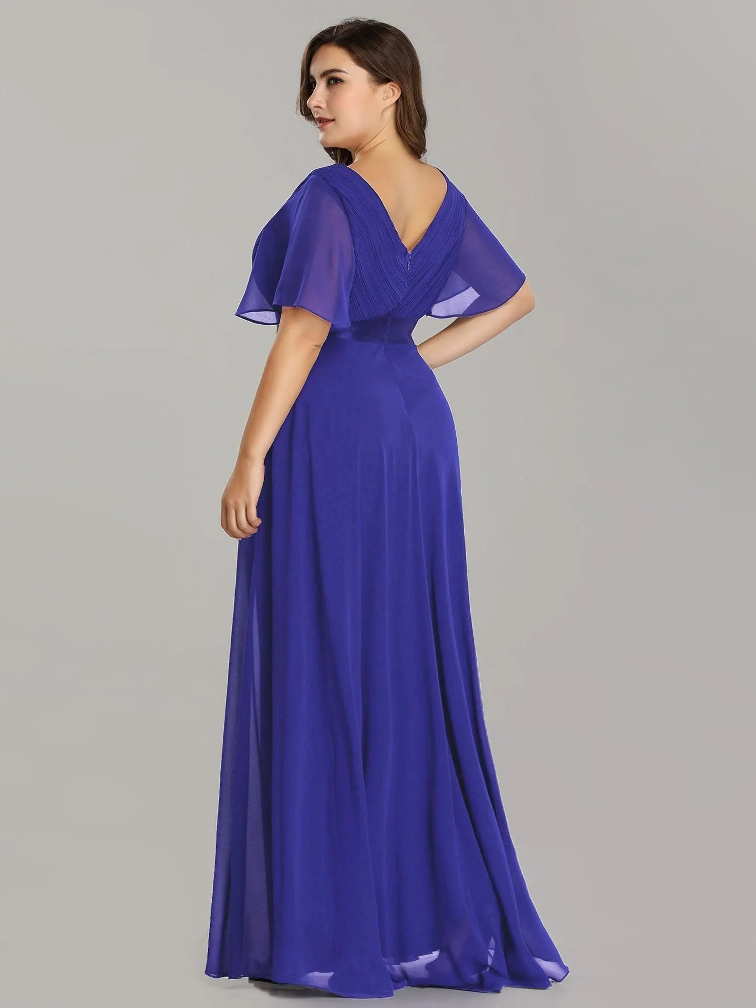 Robe de Soirée Grande Taille Empire avec Manches Flottantes