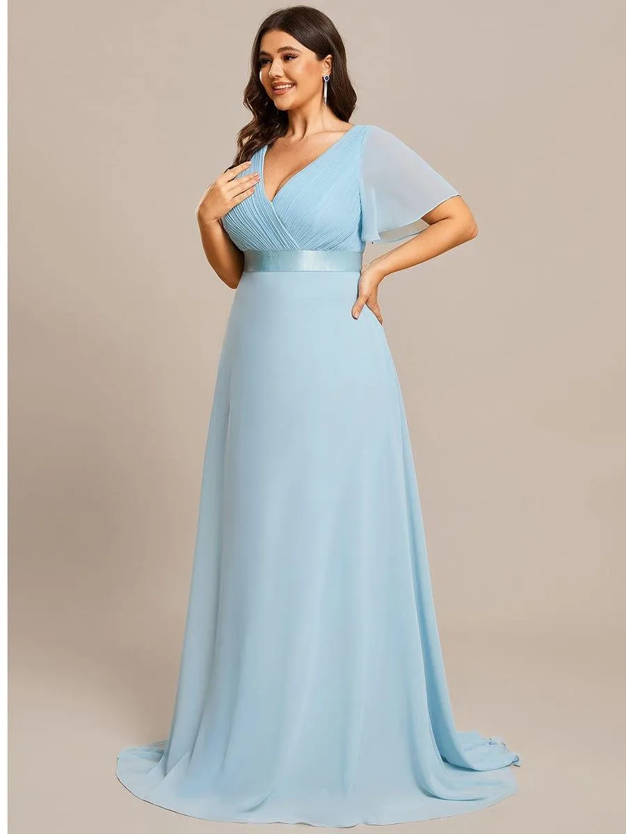 Robe de Soirée Grande Taille Empire avec Manches Flottantes