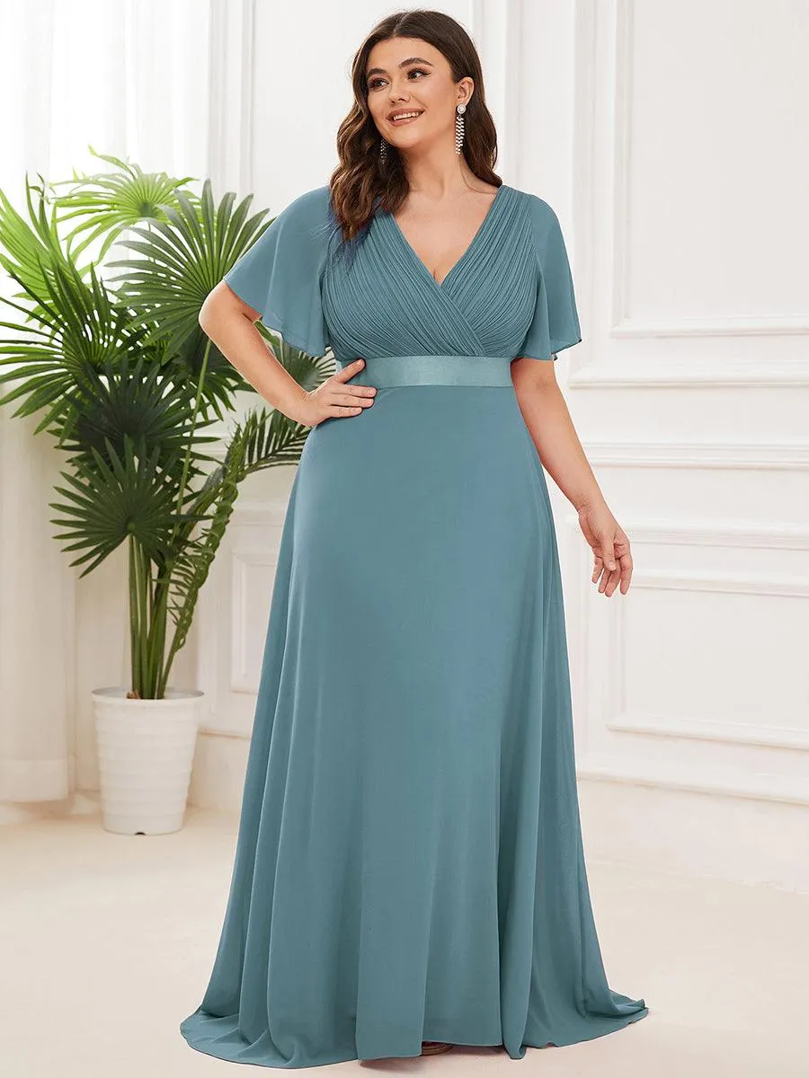 Robe de Soirée Grande Taille Empire avec Manches Flottantes