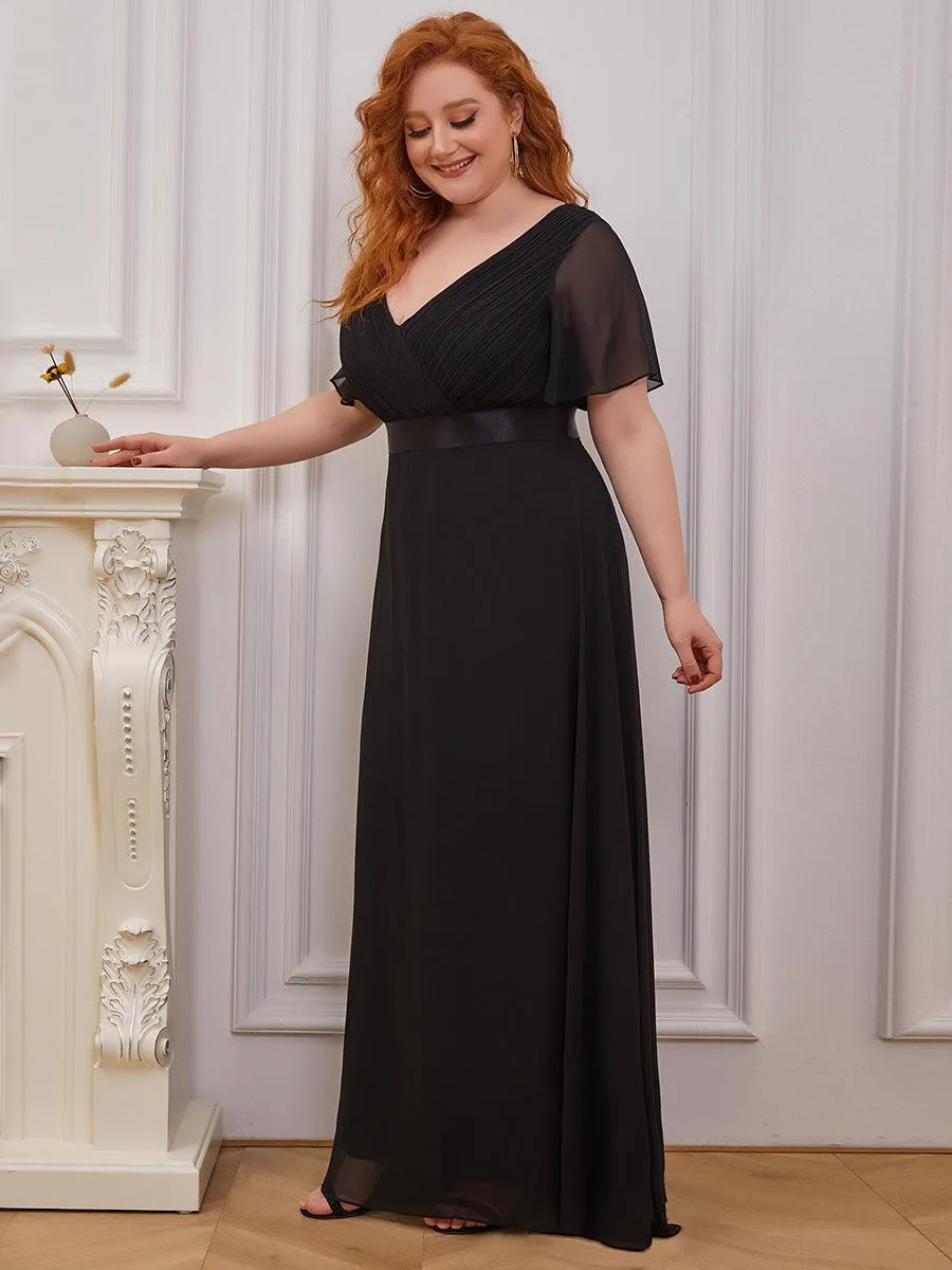 Robe de Soirée Grande Taille Empire avec Manches Flottantes
