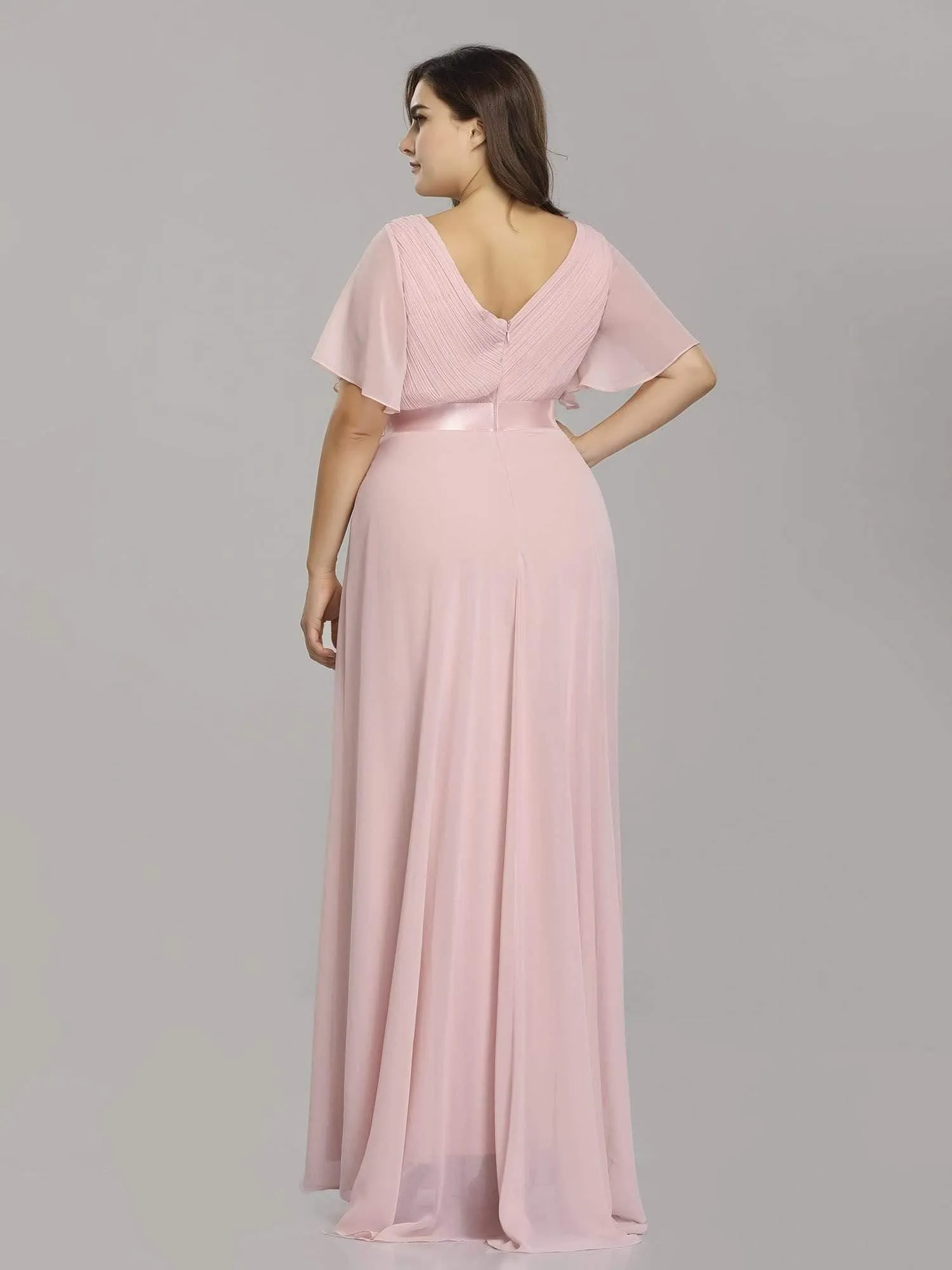 Robe de Soirée Grande Taille Empire avec Manches Flottantes