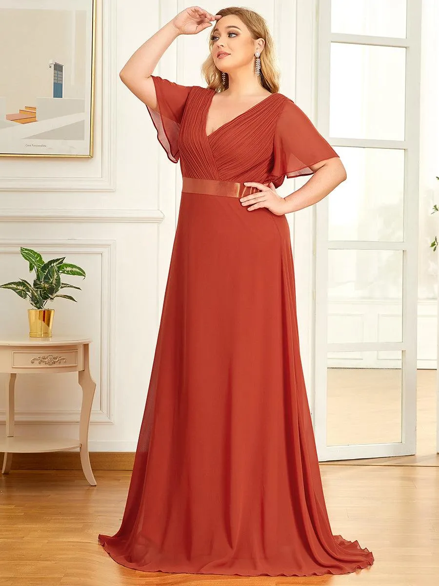 Robe de Soirée Grande Taille Empire avec Manches Flottantes