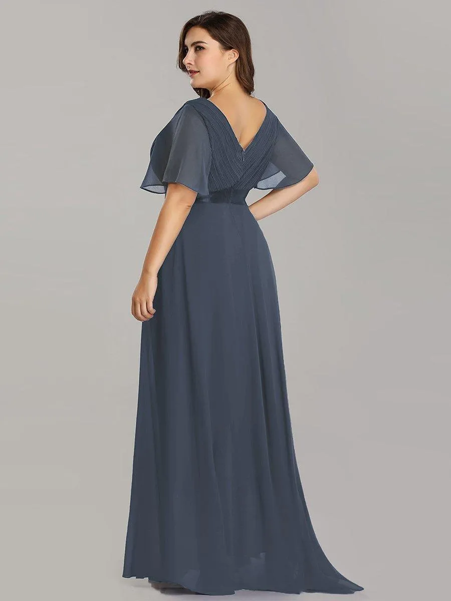 Robe de Soirée Grande Taille Empire avec Manches Flottantes