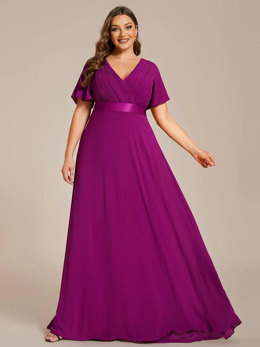 Robe de Soirée Grande Taille Empire avec Manches Flottantes