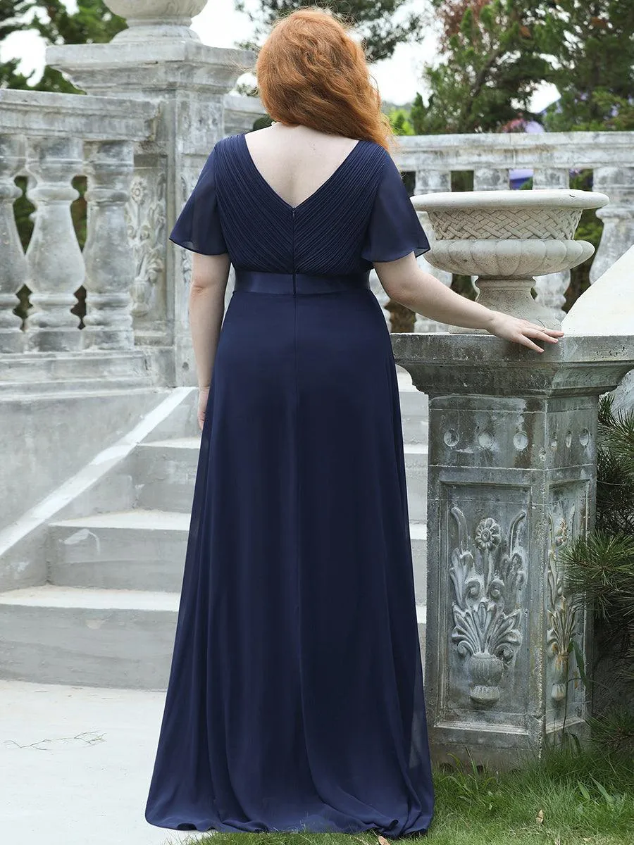 Robe de Soirée Grande Taille Empire avec Manches Flottantes