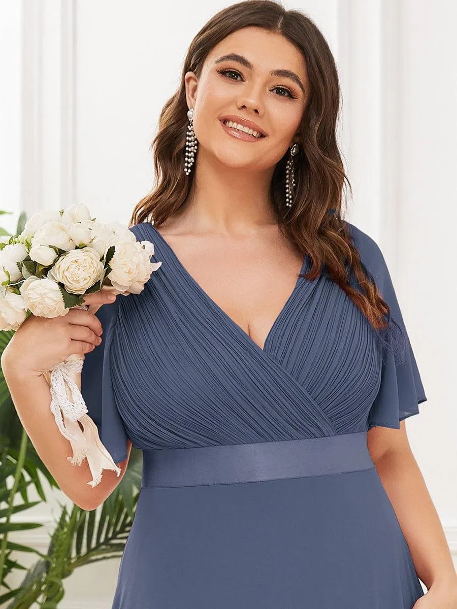 Robe de Soirée Grande Taille Empire avec Manches Flottantes