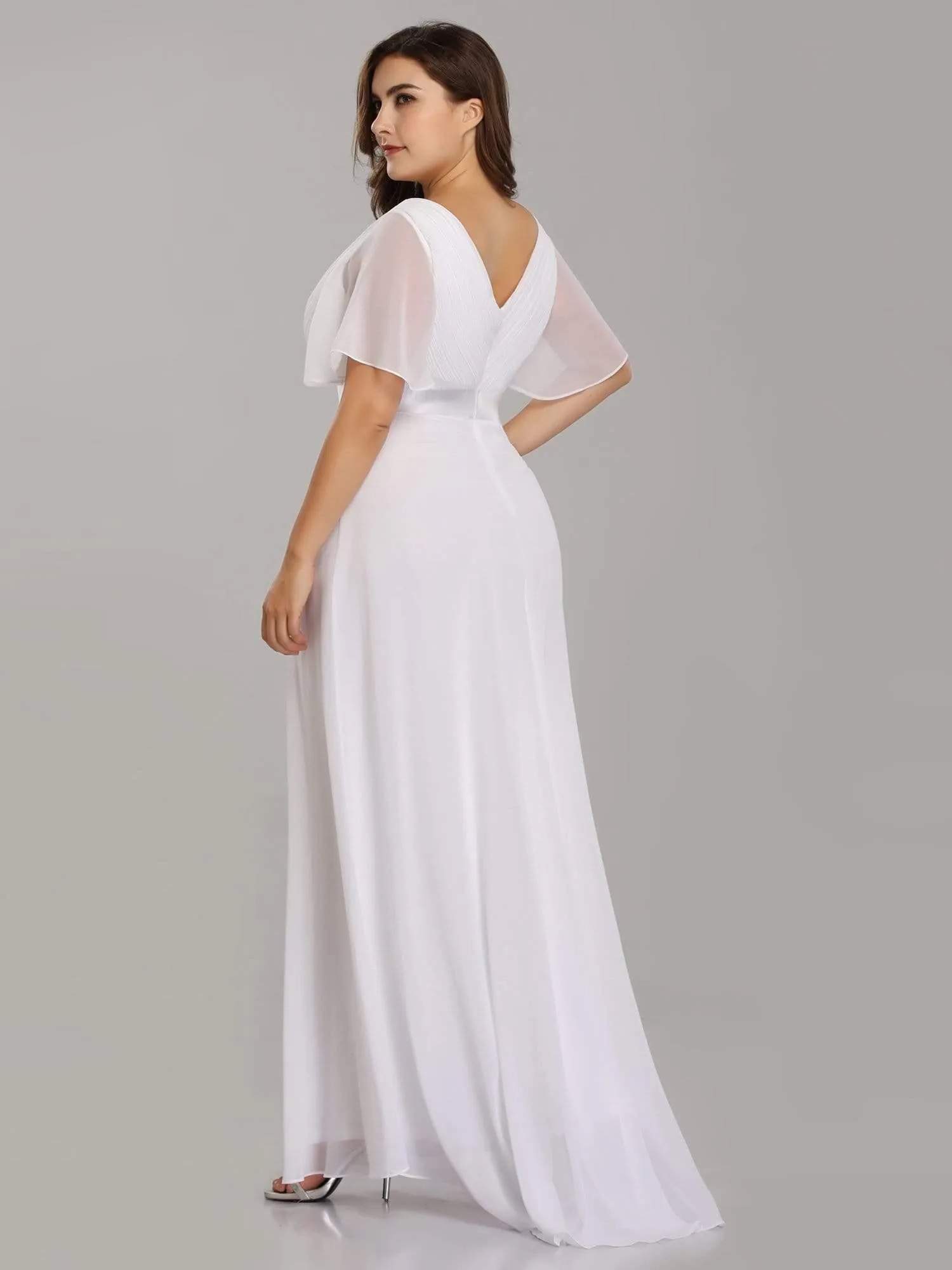 Robe de Soirée Grande Taille Empire avec Manches Flottantes