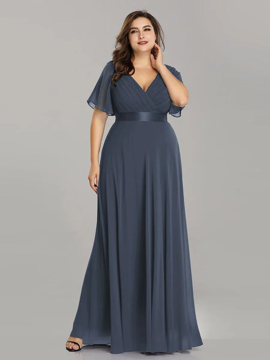Robe de Soirée Grande Taille Empire avec Manches Flottantes