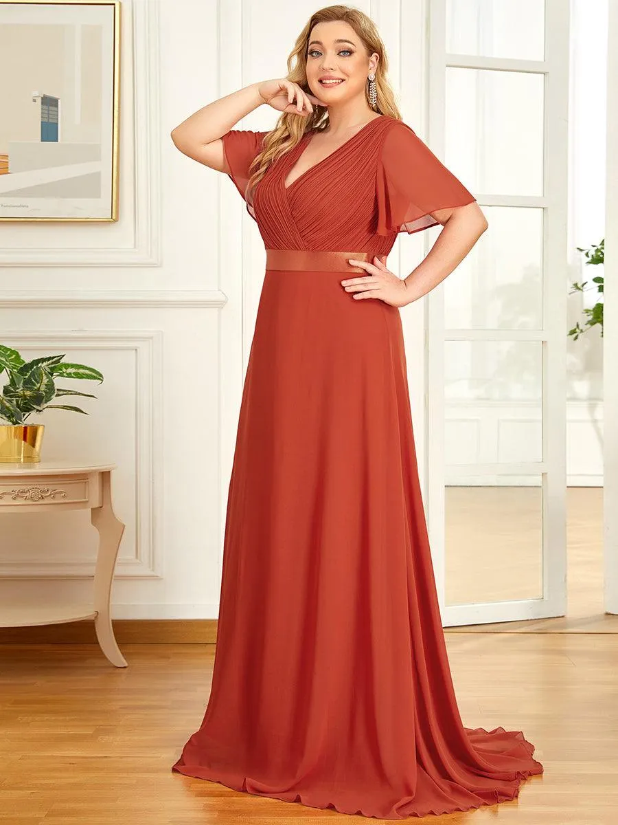 Robe de Soirée Grande Taille Empire avec Manches Flottantes