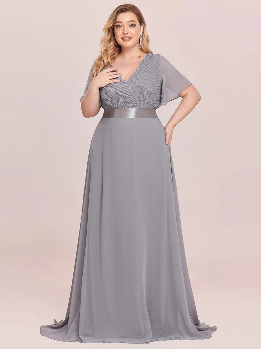 Robe de Soirée Grande Taille Empire avec Manches Flottantes