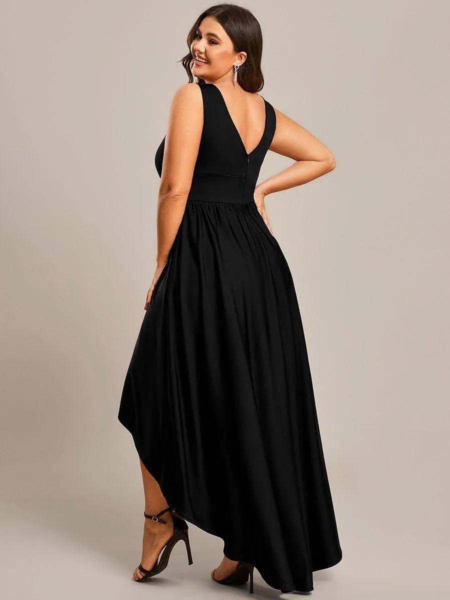 Robe Demoiselle d'honneur Taille Empire Sans Manches Haute-basse Grande Taille(Vente finale)
