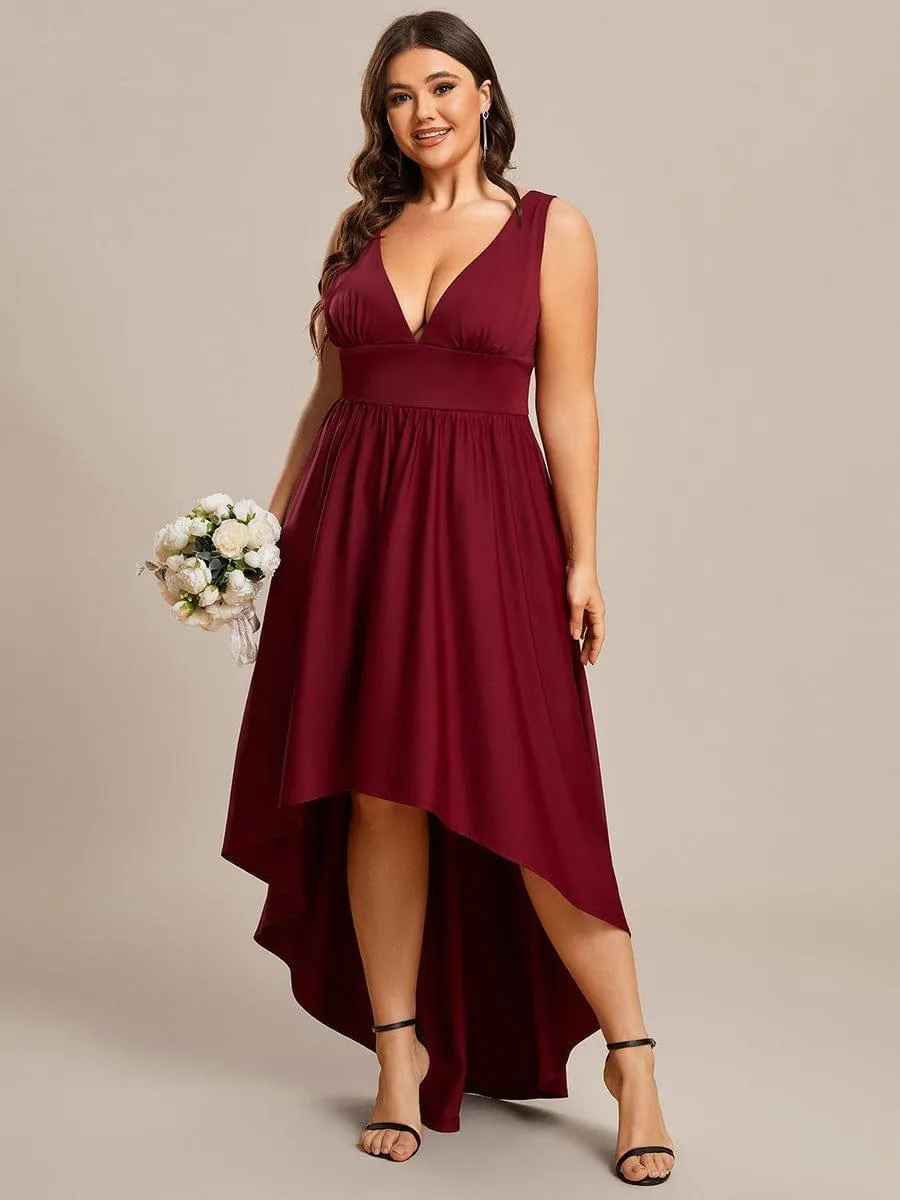 Robe Demoiselle d'honneur Taille Empire Sans Manches Haute-basse Grande Taille(Vente finale)