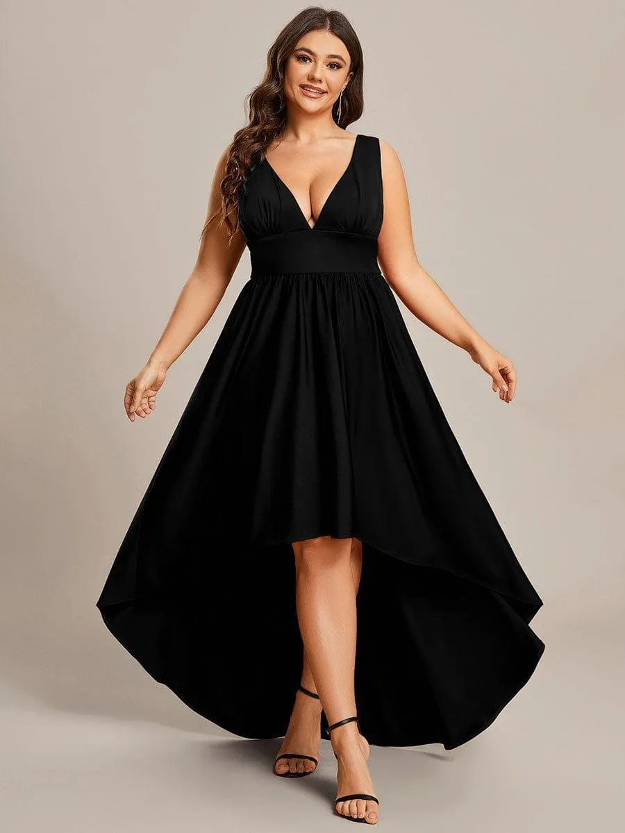 Robe Demoiselle d'honneur Taille Empire Sans Manches Haute-basse Grande Taille(Vente finale)