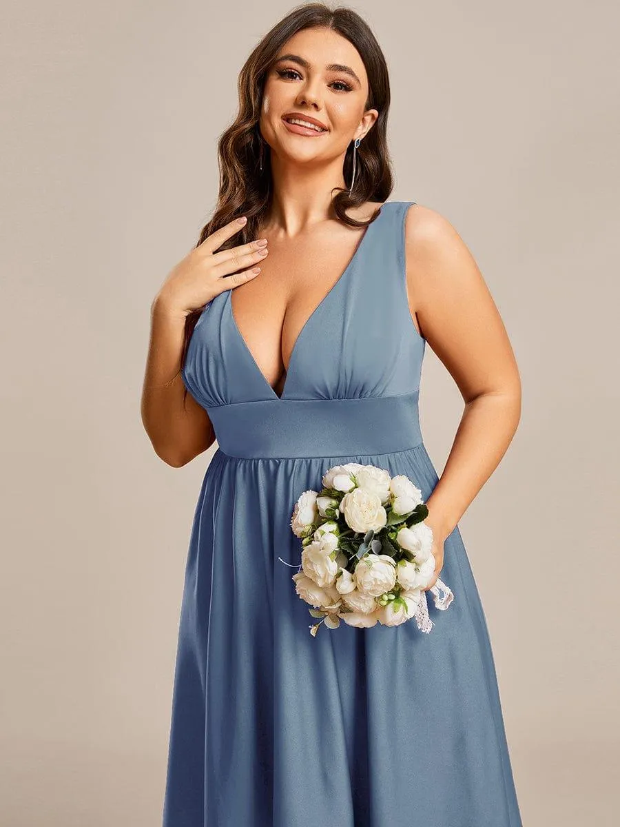 Robe Demoiselle d'honneur Taille Empire Sans Manches Haute-basse Grande Taille(Vente finale)