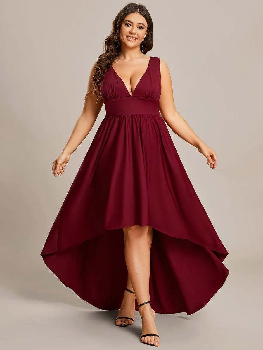 Robe Demoiselle d'honneur Taille Empire Sans Manches Haute-basse Grande Taille(Vente finale)