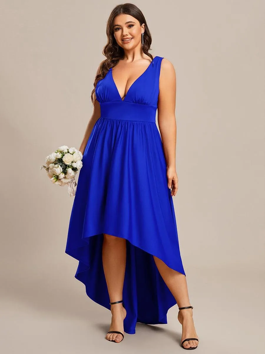 Robe Demoiselle d'honneur Taille Empire Sans Manches Haute-basse Grande Taille(Vente finale)
