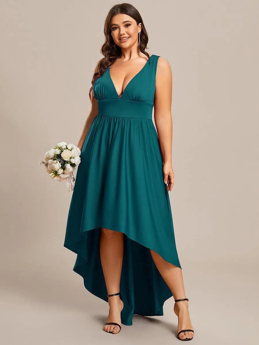 Robe Demoiselle d'honneur Taille Empire Sans Manches Haute-basse Grande Taille(Vente finale)