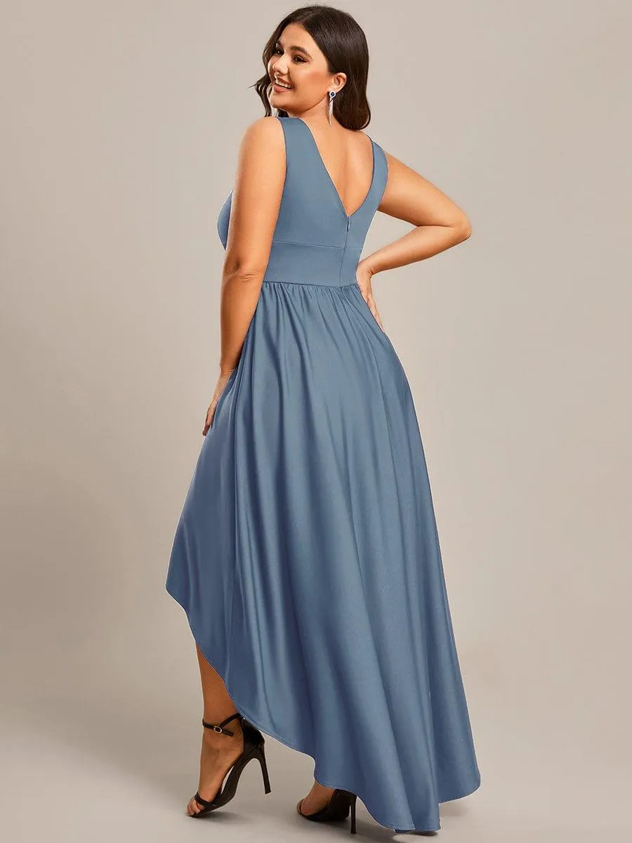 Robe Demoiselle d'honneur Taille Empire Sans Manches Haute-basse Grande Taille(Vente finale)