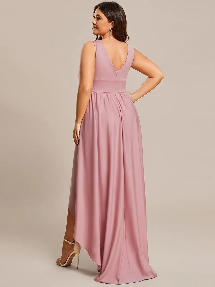 Robe Demoiselle d'honneur Taille Empire Sans Manches Haute-basse Grande Taille(Vente finale)