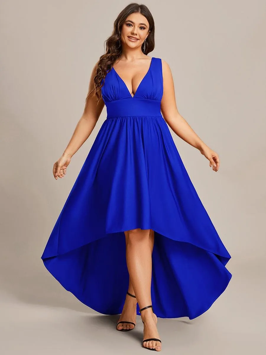 Robe Demoiselle d'honneur Taille Empire Sans Manches Haute-basse Grande Taille(Vente finale)