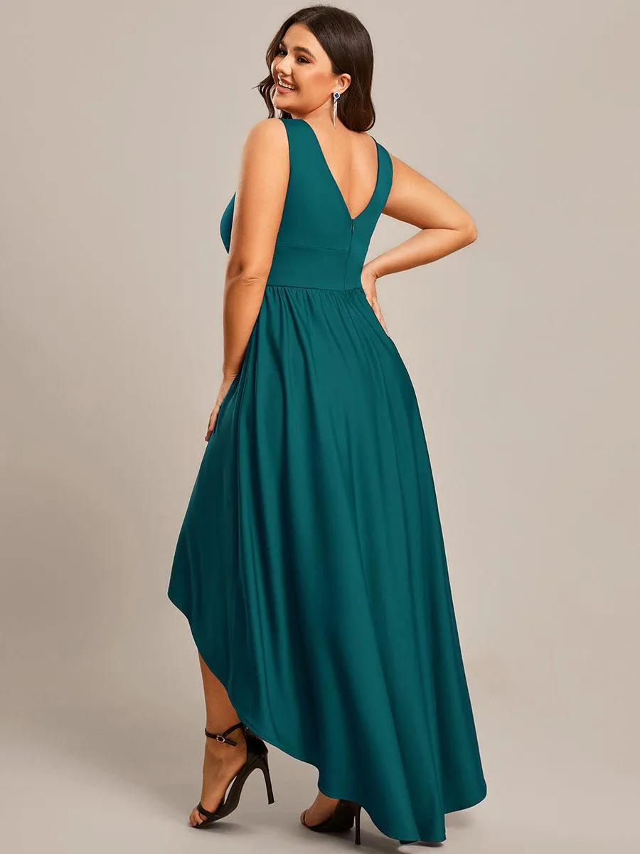 Robe Demoiselle d'honneur Taille Empire Sans Manches Haute-basse Grande Taille(Vente finale)