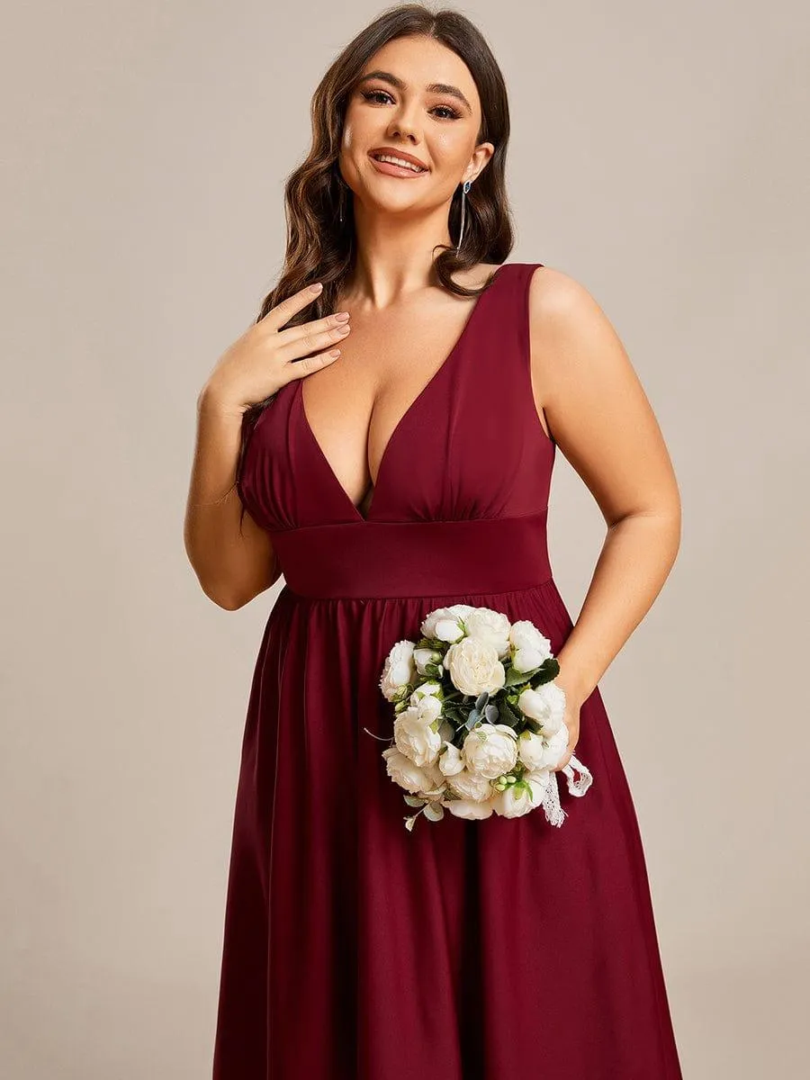 Robe Demoiselle d'honneur Taille Empire Sans Manches Haute-basse Grande Taille(Vente finale)